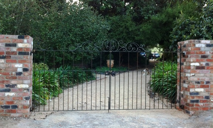 Wrought iron country estate gate