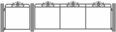 Old style gate, Vanessa with wrought iron and mesh.